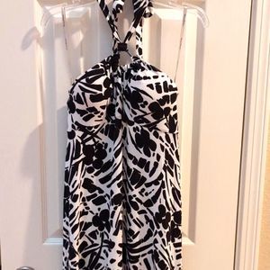 Tommy Bahama Black and White Halter Maxi Dress XS